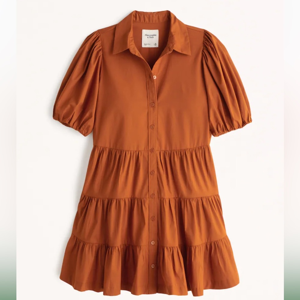 Abercrombie & Fitch- Poplin Puff Sleeve Shirt Dress